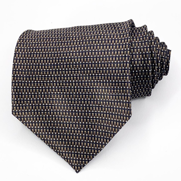 Umo Lorenzo Tie Green Silk Geometric Pattern - Picture 2 of 6